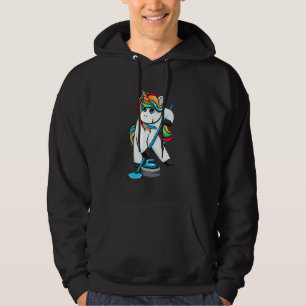 Funny Unicorn Curling Design For Men Women Curling Hoodie