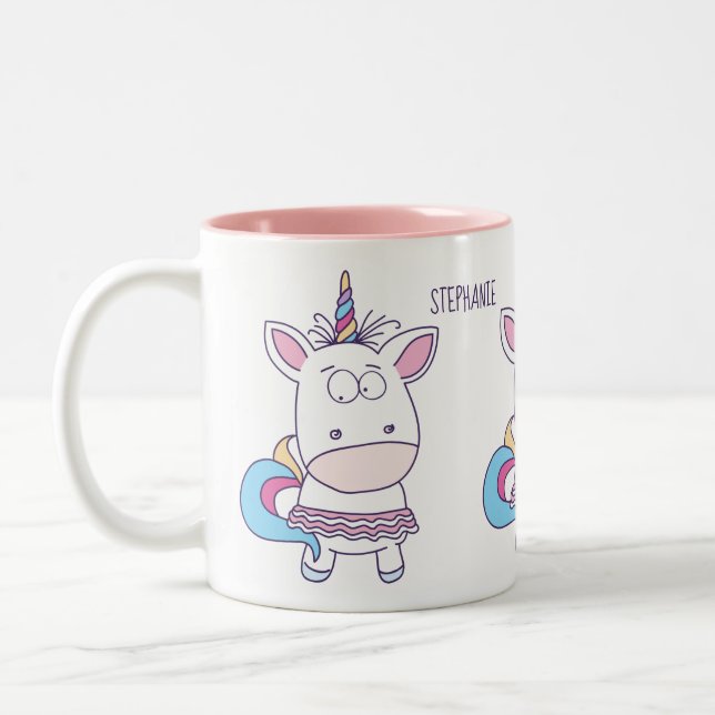 Funny Unicorn custom name mugs (Left)