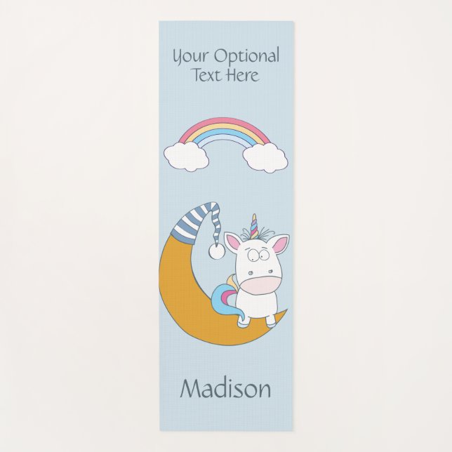 Funny Unicorn custom name, text & colour yoga mat (Front)