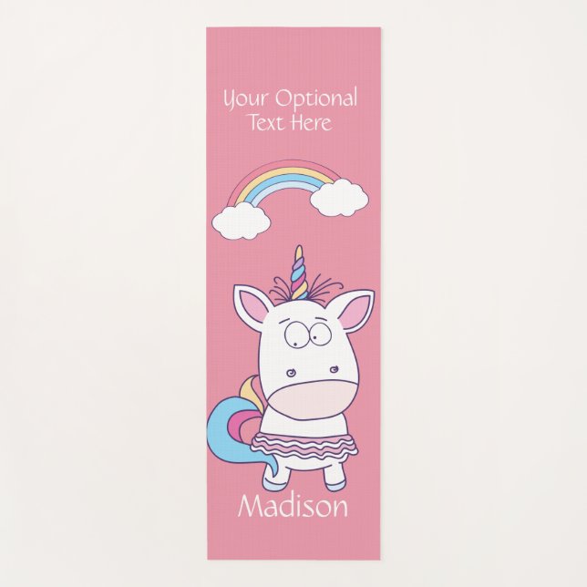 Funny Unicorn custom name, text & colour yoga mat (Front)