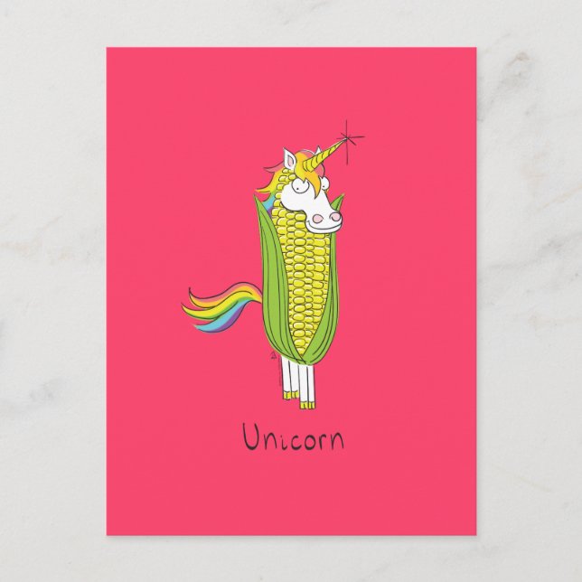 Funny Unicorn Cute Kids Cartoon Postcard (Front)