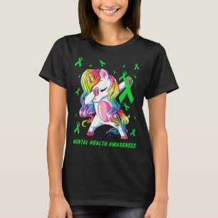 Funny Unicorn Dabbing s Mental health Awareness T-Shirt