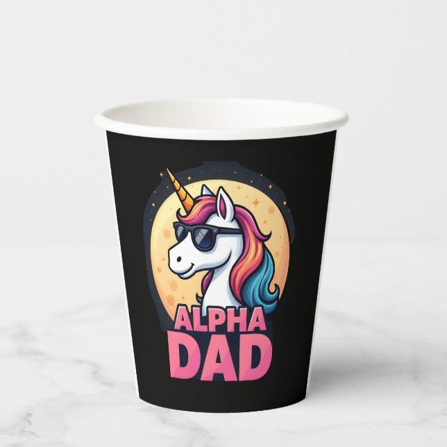 Funny Unicorn Dad Laufey Men Father's Day Christma Paper Cups (Front)