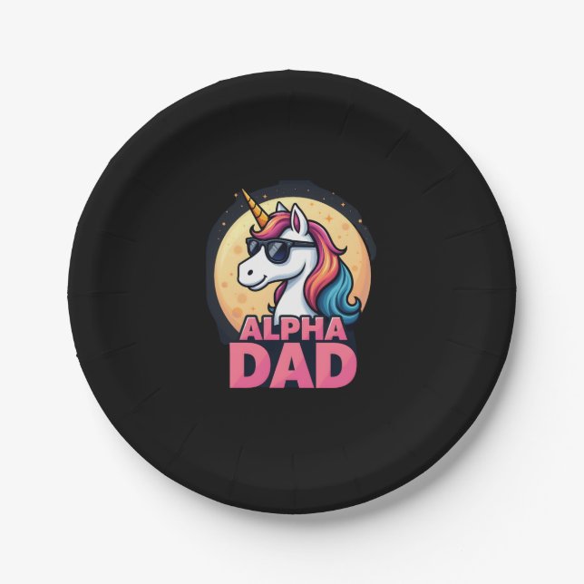 Funny Unicorn Dad Laufey Men Father's Day Christma Paper Plate (Front)