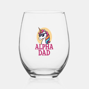 Funny Unicorn Dad Laufey Men Father's Day Christma Stemless Wine Glass