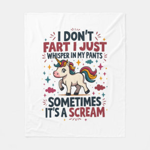 Funny Unicorn Fart Quote Vintage Rainbow Unicorn T Fleece Blanket