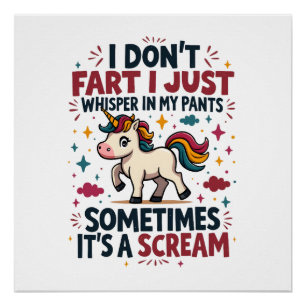 Funny Unicorn Fart Quote Vintage Rainbow Unicorn T Poster