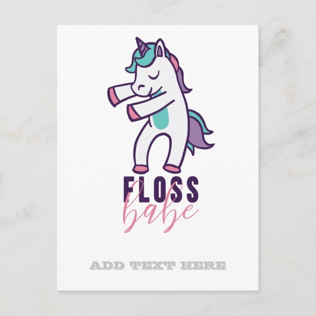 Funny Unicorn Floss Babe Cool Dancing Postcard (Front)