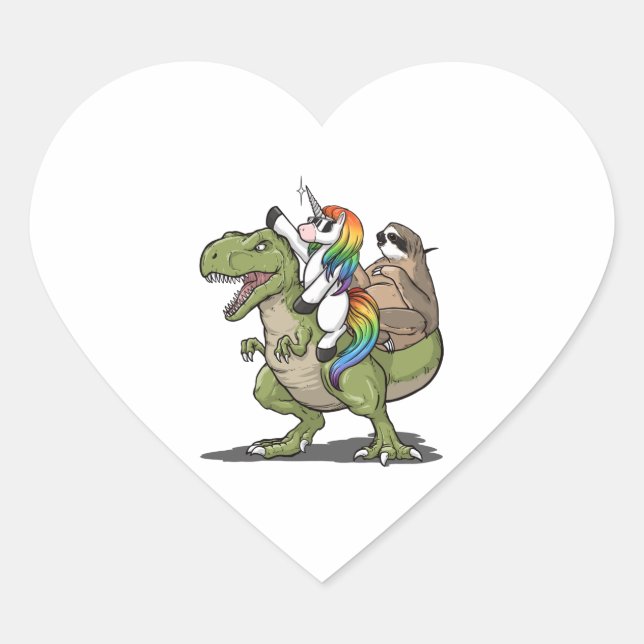 Funny Unicorn Heart Sticker (Front)