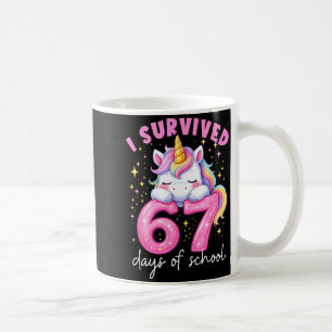 Funny Unicorn I Survived 67 Days Of School Meme Fo Coffee Mug