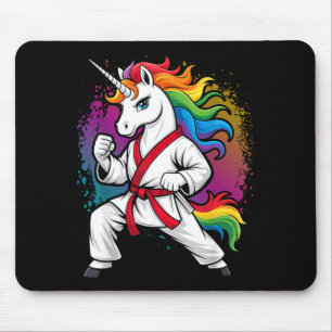 Funny Unicorn Karate Girl I Taekwondo Martial Arts Mouse Pad
