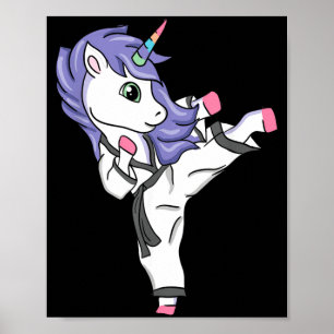 Funny Unicorn Karate Girl I Taekwondo Martial Arts Poster