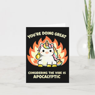 Funny unicorn kawaii mental health apocalyptic vib card