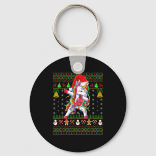 Funny Unicorn Lover Xmas Santa Hat Unicorn Ugly Ch Keychain