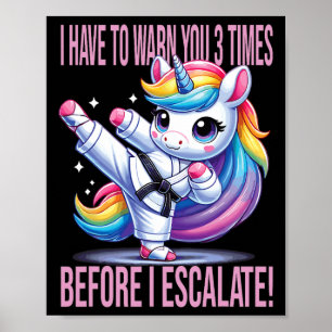 Funny Unicorn Martial Arts Karate For Girls  Poster