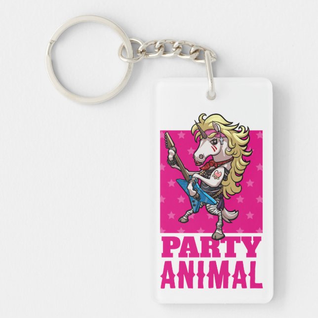 Funny Unicorn Party Animal Glam Rocker Cartoon (Devant)