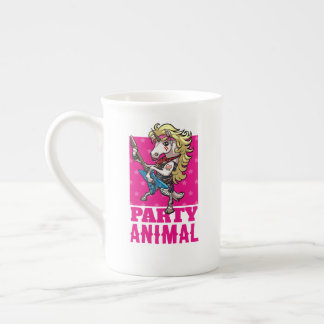 Funny Unicorn Party Animal Glam Rocker Cartoon Bone China Mug