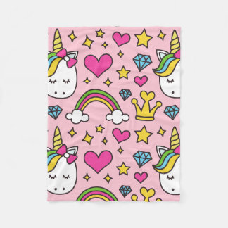 Funny Unicorn Pattern Pink Magic Horse Cute        Fleece Blanket