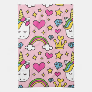 Funny Unicorn Pattern Pink Magic Horse Cute        Kitchen Towel