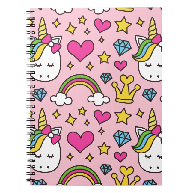 Funny Unicorn Pattern Pink Magic Horse Cute       Notebook (Front)