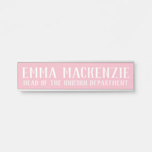Funny Unicorn Pink Hanging Door Sign Name Plate