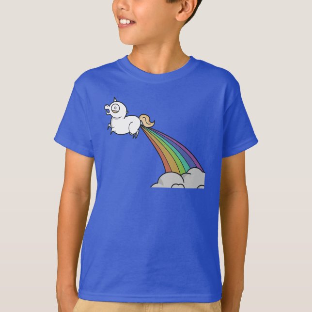 Funny Unicorn Pooping Rainbows T-Shirt (Front)