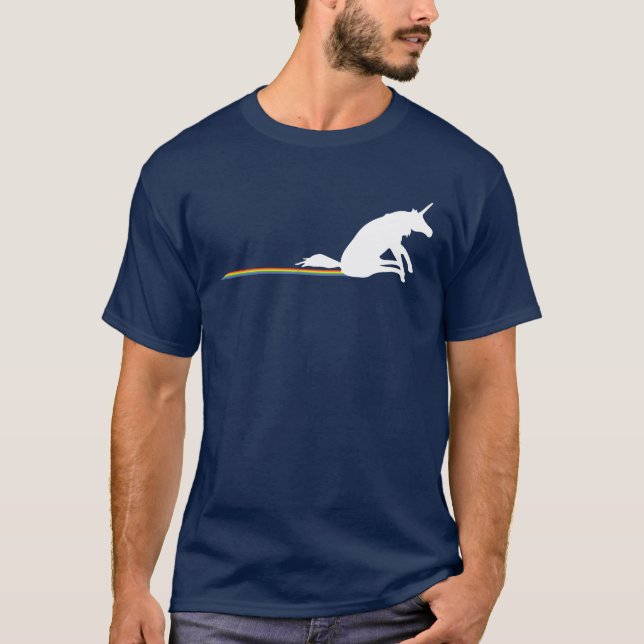 Funny Unicorn Pooping Rainbows T-Shirt (Front)