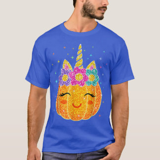 Funny Unicorn Pumpkin Halloween Gifts Cute Thanksg T-Shirt
