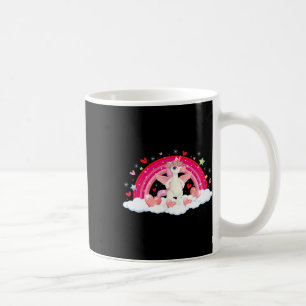 Funny Unicorn Rainbow Hearts Stars Happy Valentine Coffee Mug