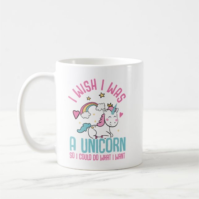 Funny Unicorn Rainbow with Typography Quote Coffee Mug (Left)