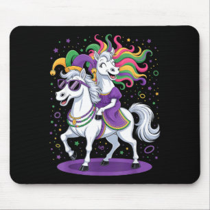 Funny Unicorn Riding Horse Jester Hat Women Men Ma Mouse Pad