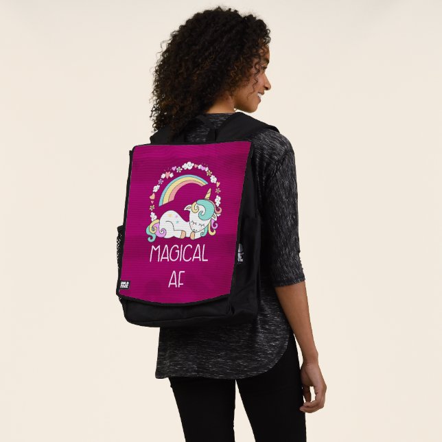 Funny Unicorn Saying Magical AF Backpack (Worn)