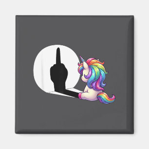Funny Unicorn With Middle Finger Morning Grouch  Magnet