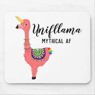 Funny Unifllama:Unicorn-Flamingo-llama Mythical AF Mouse Pad
