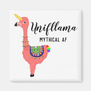 Funny Unifllama   Unicorn Flamingo llama Mythical Magnet