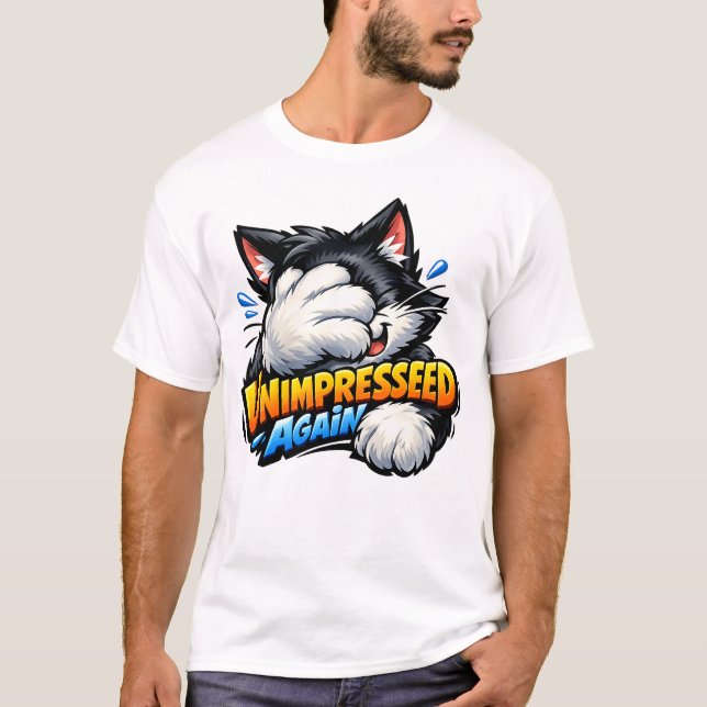 Funny Unimpressed Cat Basic T-Shirt - Grumpy (Front)