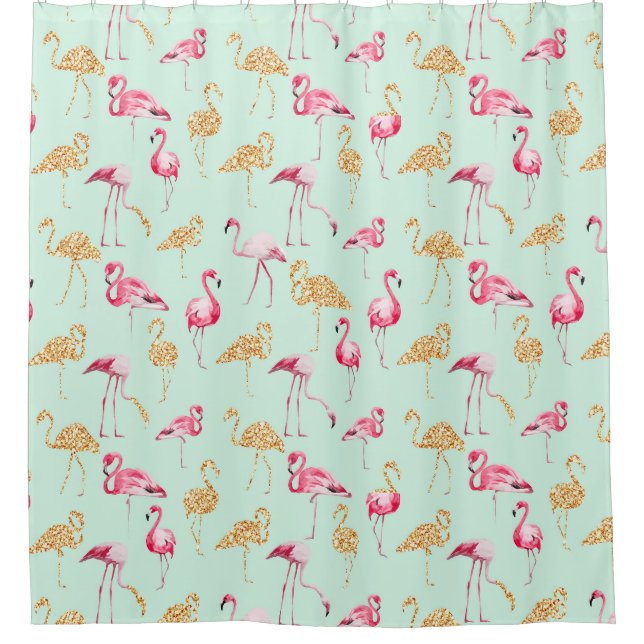 Funny Unique Girly Pink and Gold Funky Flamingo (Front)