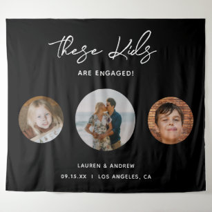 Funny Unique Kids Photo Engagement Party Backdrop Tapestry