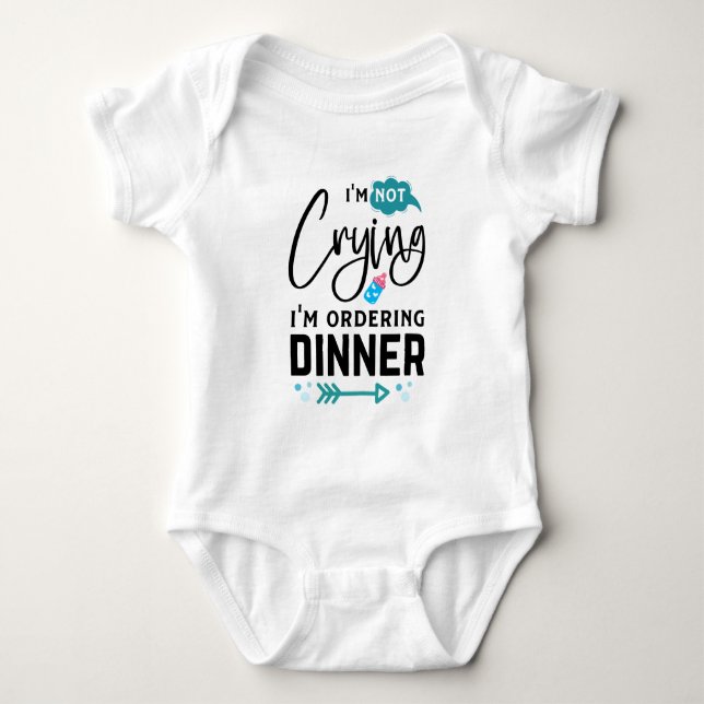 Funny unisex baby crying dinner bodysuit (Front)