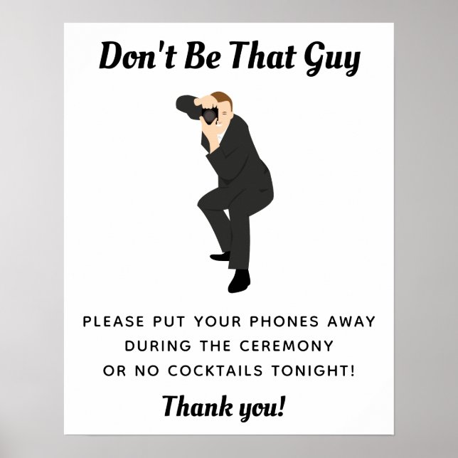 Funny Unplugged Ceremony Sign for Wedding (Front)