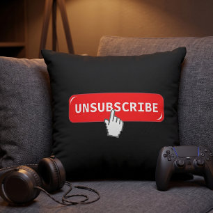 Funny Unsubscribe Button - Introvert Humour Throw Pillow