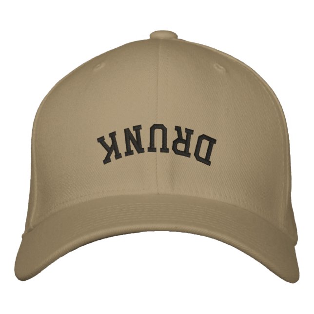 Funny Upside Down Drunk Embroidered Hat (Front)