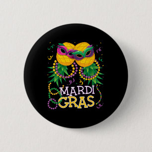 Funny Upside Down Pineapple Swinger Mardi Gras Bea 2 Inch Round Button