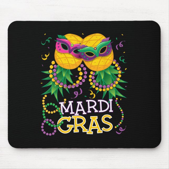 Funny Upside Down Pineapple Swinger Mardi Gras Bea Mouse Pad (Front)