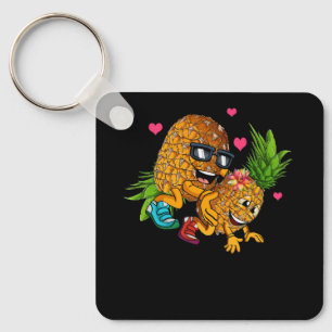 Funny Upside Down Pineapple Swinger Meme Fruit Gra Keychain