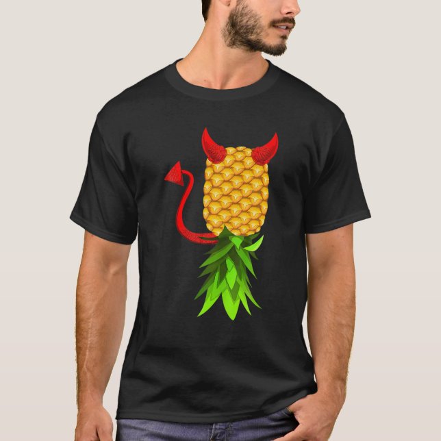 Funny Upside Down Pineapple Swinger Men Women T-Shirt (Front)