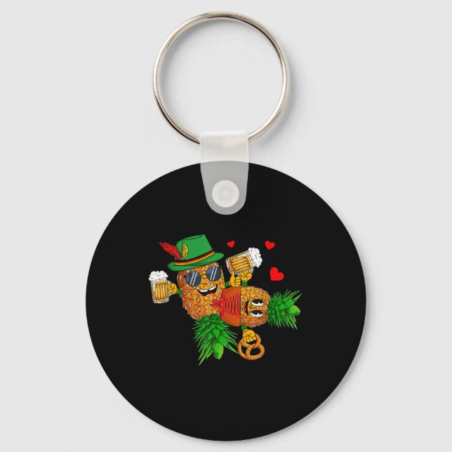 Funny Upside Down Pineapples Couple Swingers Men  Keychain (Front)