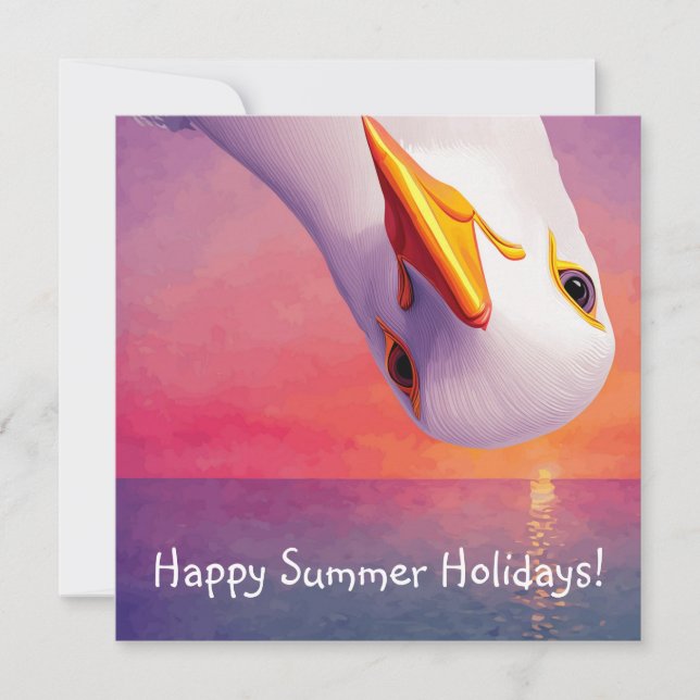 Funny Upside Down Seagull Summer Holiday Card (Front)