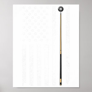 Funny Us Flag Billiards Design For Men Women Billi Poster