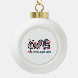 Funny US Flag Patriotic Ceramic Ball Christmas Ornament